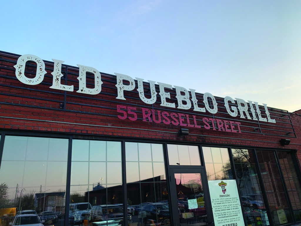 Exterior of the Old Pueblo Grill in Rochester NY with name in large white letters