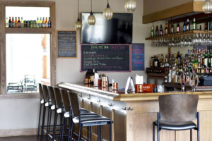 View of the bar at Joey B's at Brickstone restaurant in Rochester NY