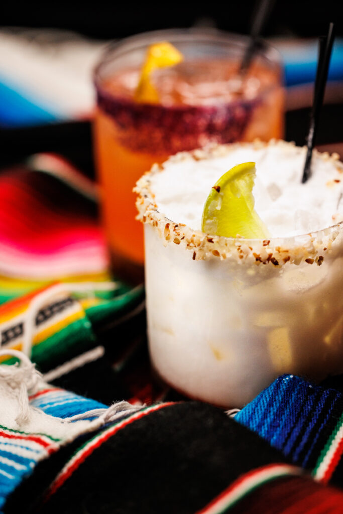 The mango habanero margarita and coconut margarita at Tavo’s Antojitos y Tequila in Rochester NY