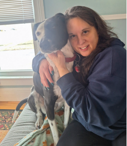 Managing Editor of (585) magazine, Christine Green, and her dog in Rochester, N.Y.