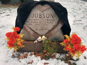 Victoria and Laura Jobson's grave in Falls Cemetery in Greece, N.Y.