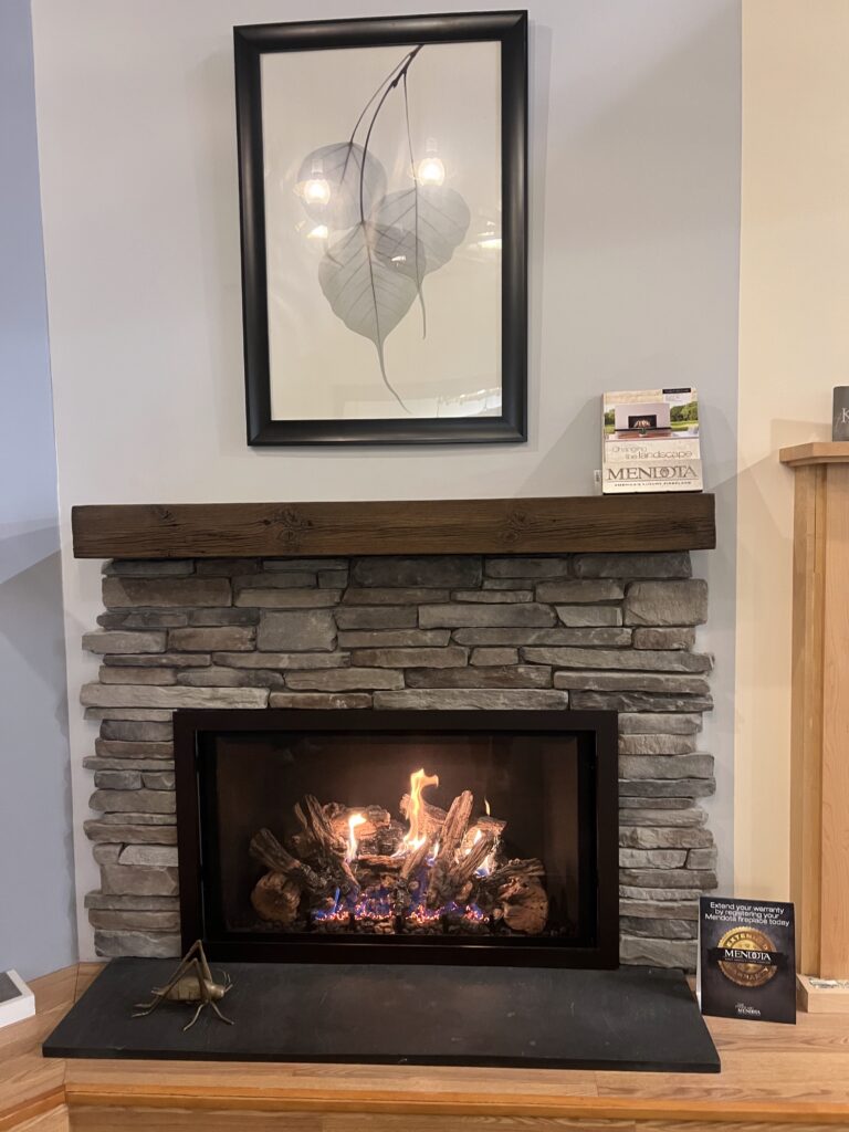 Cozy fireplace from Cricket on the Hearth in East Rochester, NY.