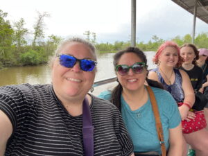Kelly Myers and Christine Green enjoy the Louisiana bayou